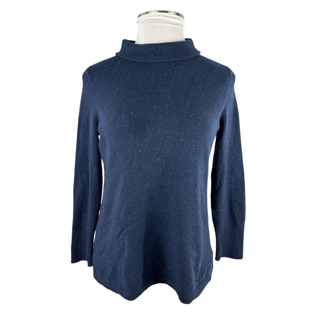 *Flawed Talbots Cashmere Sweater Sabrina Donegal LP Large Petite Navy Speckled - Picture 2 of 12